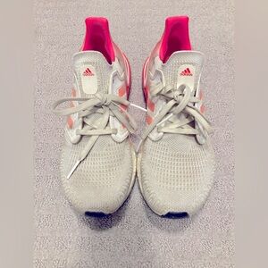 Adidas UltraBoost pink and white sneakers size 7